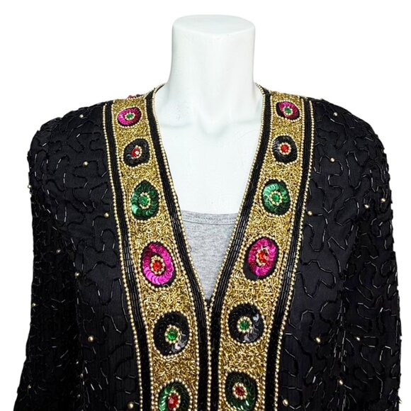 VINTAGE LAURENCE KAZAR Beaded Jazz Club Evening Jacket - Picture 5 of 10